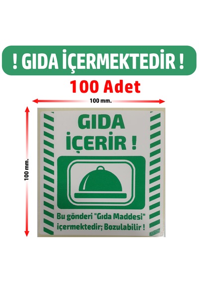 Gıda İçermektedir Etiketi, Soğuk Zincir Etiketi Ürün Uyarı Etiketi 100 Adet