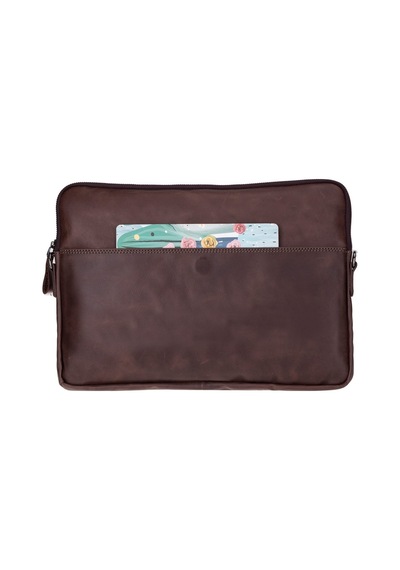 Leeds 14 İnç Apple Uyumlu MacBook Ve Pc , Hakiki Deri, El Yapımı Kılıf, Antik Kahve Kahverengi