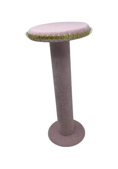 Süet Kumaş Pembe Renk 35 Cm Yuvarlak Model Kolye-tesbih-bileklik Standı