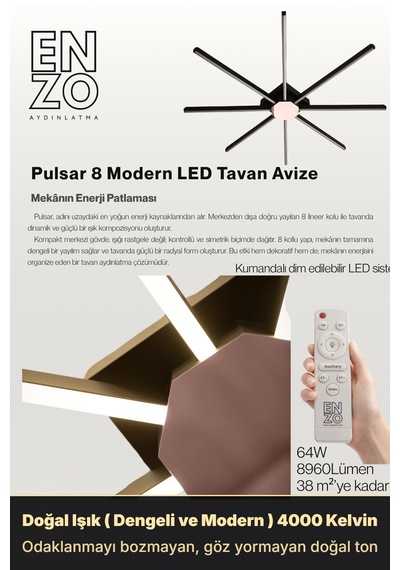 Pulsar Rose Gold Modern Led Tavan Avize - Aşağı Işık Kumandalı Dim Edilebilir Doğal Işık