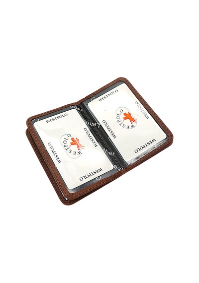 Westpolo Hakiki Eskitme Deri Bol Kart Bölmeli Unisex Kartlık - Kapuçino Taba
