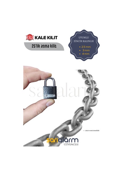Kale Gri Asma Kilit 25mm Küçük Boy