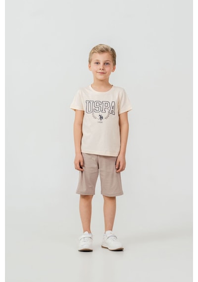 U.S. Polo Assn. Erkek Çocuk Krem Bermuda Takım Us2471-c-v2