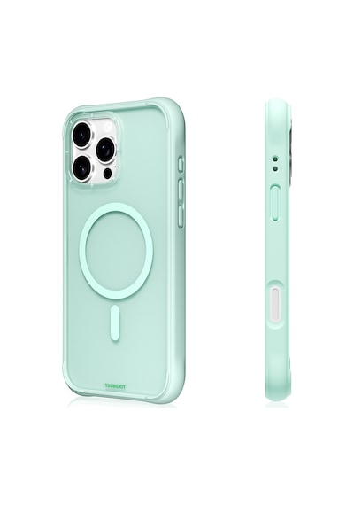 Apple Uyumlu iPhone 16 Pro Kılıf M-safe Şarj Özellikli Youngkit Macaroon Serisi Kapak Açık Yeşil