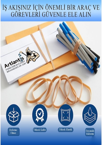 Kalın Ambalaj Lastiği 100 Gr 50 Li 1 Paket %100 Kauçuk 64x6mm Geniş Büyük Paket Lastik Kasa Poşet Taşıma Lastiği