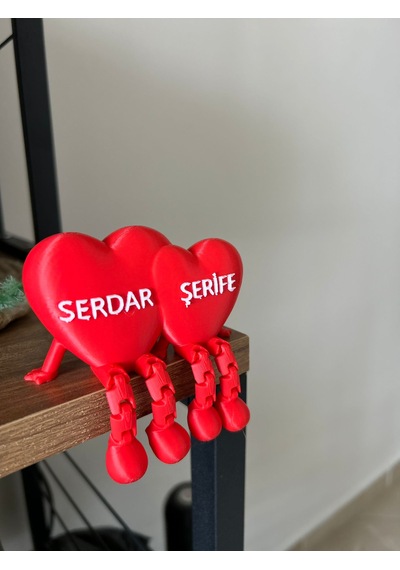 Eklemli Kalp Figür Dekoru -hediyelik-süs-kişileştirilebilir İsiml