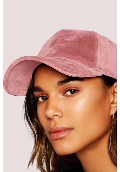 Unisex Vegan Süet Şapka Pudra