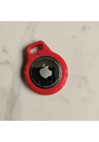 Apple Uyumlu AirTag İçin Özel Dizayn Edilmiş Kılıf Anahtarlık Keychain Kırmızı