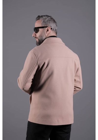 Ohepmoda Dikiş Detaylı Erkek Kaşe Kaban Mont Camel
