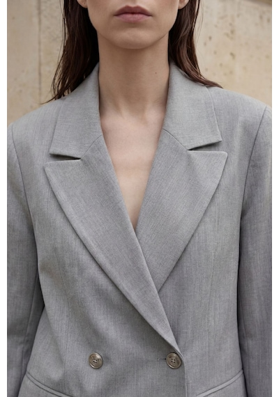 Hiccup My Fashıon Kadın Düğmeli Blazer Ceket Gri