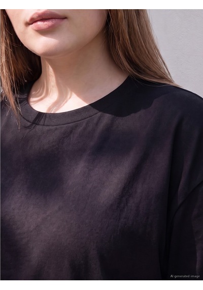 Lcw Curve Siyah Büyük Beden %100 Pamuklu Oversize Kadın Tişört