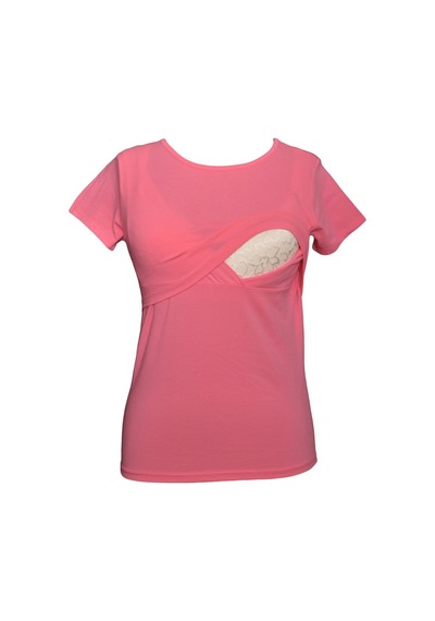 Luvmabelly Maternity 2501 2516 Pamuklu Lohusa Emzirme Tshirt 9 Renk Mevcut -pembe