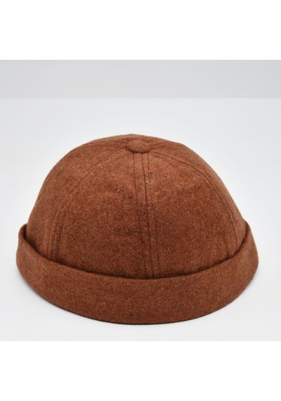 Şapkadan Etnik Desen Kısa Docker Şapka Vintage Cap Kasket Kahverengi
