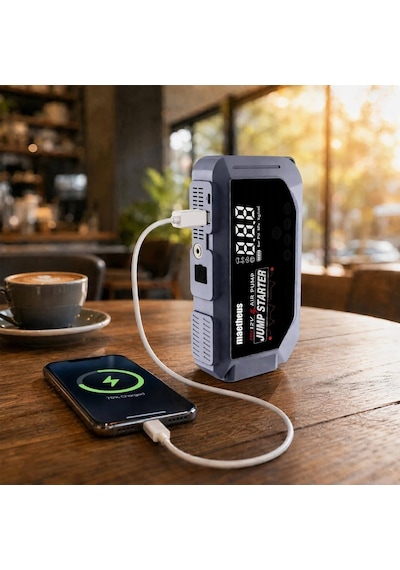24000 Mah 4in1 Akü Takviye Cihazı 150 Psı Kompresör Lastik Şişirme Powerbank Eva Çanta 4000a Tepe Akım