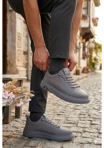 Pepita E327 Rahat Hafif Keten Lastik Bağcıklı Günlük Sneaker Erkek Spor Ayakkabı Gri