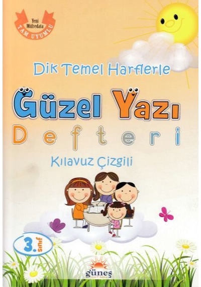 3.Sınıf Dik Temel Harflerle Güzel Yazı Defteri Kılavuz  Çizgili