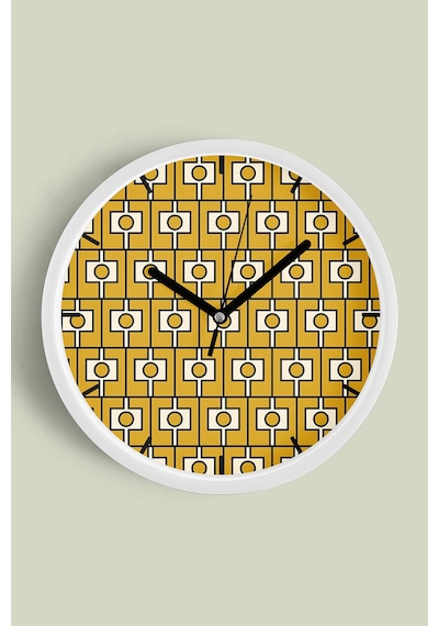Soyut - Geometrik Temalı Modern Duvar Saati - 30cm - Önü Camlı Beyaz Kasa - Sessiz Mekanizma-jh0345 Beyaz