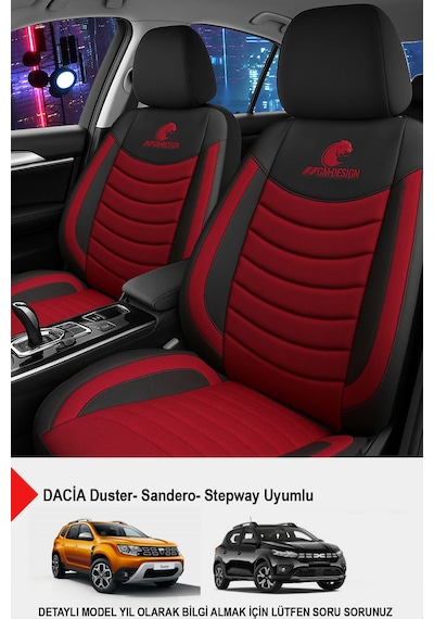 Panther Serisi Keten Kumaş Oto Koltuk Kılıfı- Dacia Sandero-stepway-duster Uyumlu Bordo