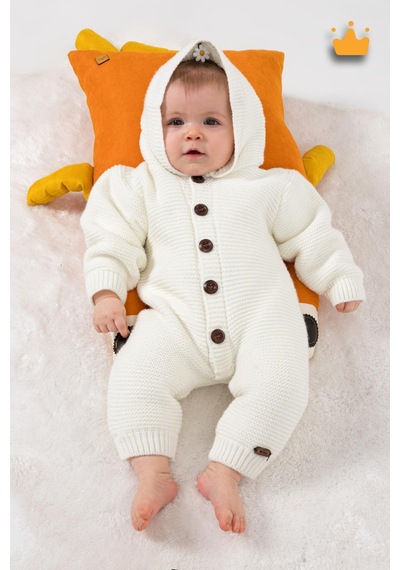 Babyhola Triko İçi Velsoft Kışlık Kalın Kız Erkek Bebek Tulum Gül Kurusu 2809 Bej