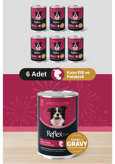 Reflexplus Soslu Kuzulu Patatesli Köpek Konservesi 6x400 Gr