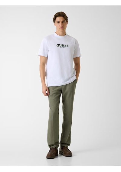Guess M6gı16k3032 Cn Ss Guess Logo Con Erkek Tişört Beyaz