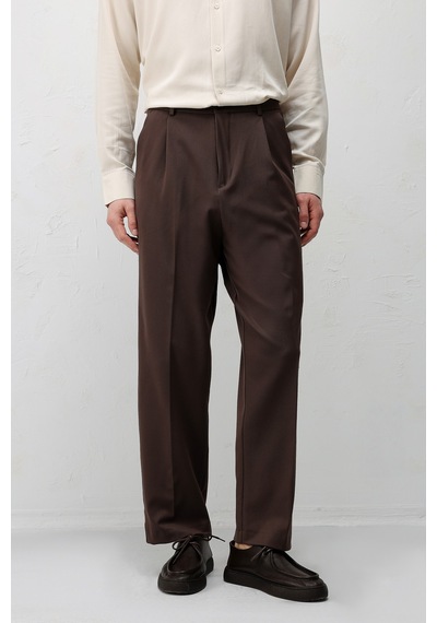 Antioch Relax Fit Pilili Erkek Pantolon Koyu Kahve