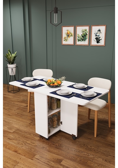 Asra Trend KM-12 %100 MDF 155x70 cm Katlanır Akıllı Mutfak Masası Tekerlekli Servis Masası Beyaz Asra Trend KM-12 %100 MDF 155x70 cm Katlanır Akıllı Mutfak Masası Tekerlekli Servis Masası Beyaz