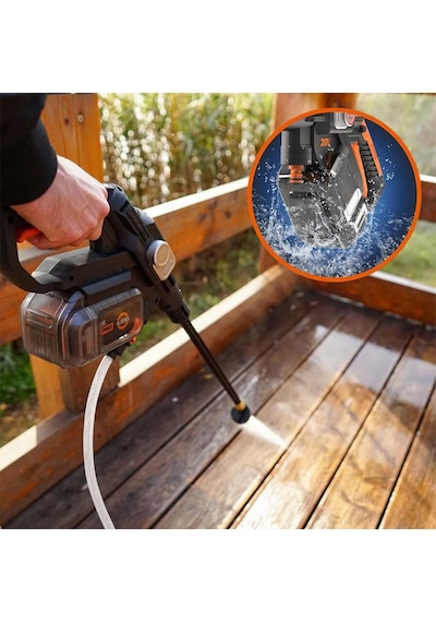 Worx WG633E 20V 4.0Ah Li-ion 56 Bar Kömürsüz Basınçlı Yıkama Tabancası + 2 Parça Yıkama Seti