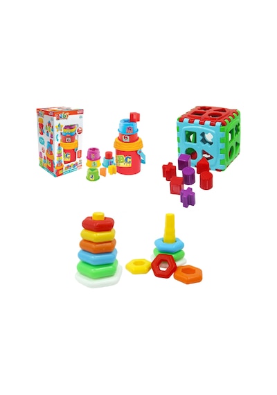 Neşeli Kuleler + Bultak Puzzle + Sevimli Halkalar Eğitici Set