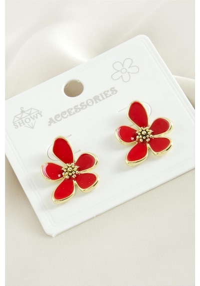 Ilkeshop Çiçek Mineli Küpe - Gümüş Rengi 78146999