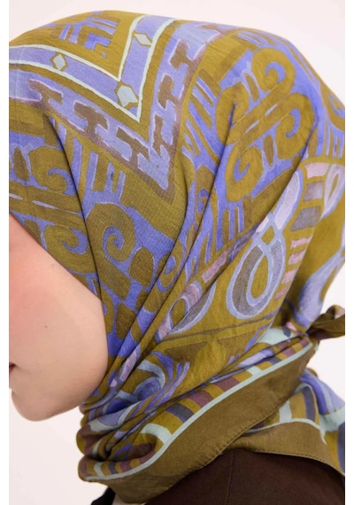 Silk Home Dört Mevsim Antik Motif Viskon Velora Eşarp 6420 Yağ Yeşili