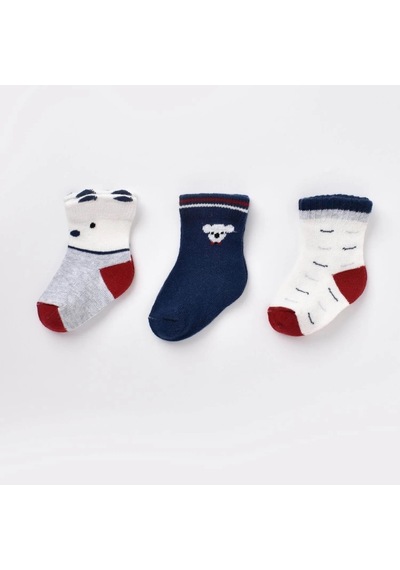 Biorganic Papyonlu Koala 3'lü Bebek Çorabı 68447 Lacivert