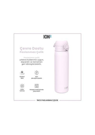 Ion8 - Paslanmaz Çelik İnce Suluk - Lila - 600 Ml - Sızdırmaz Mor