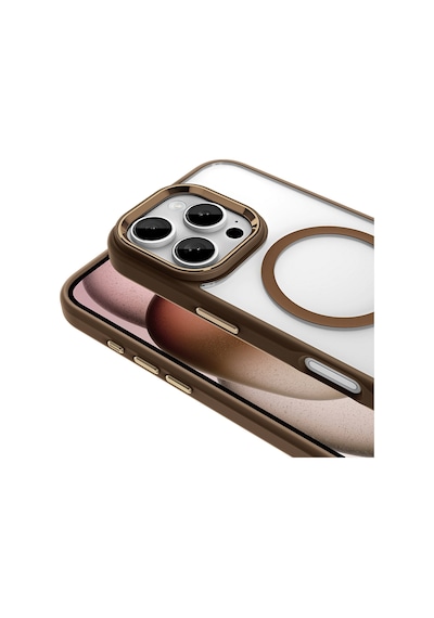 Apple iPhone Uyumlu 16 Pro Max Kılıf Magsafe Şeffaf Arka Yüz Kamera Yükseltili Silikon Pazarplus Rose Brown