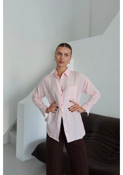 Kazax Tek Cepli Müslin Gömlek Pembe Pt Pembe