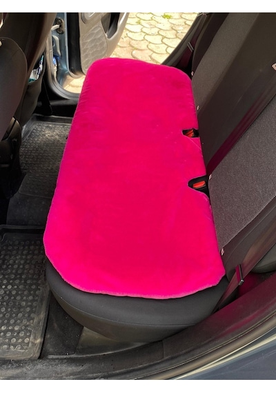 Yumuşak Tüylü Peluş Serme Oto Koltuk Koruyucu Minder Arka Fuşya Pembe