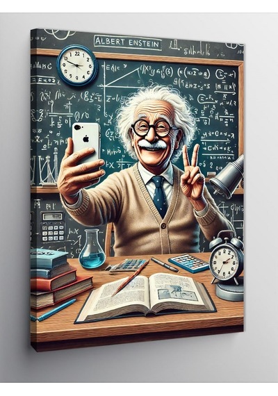 Kanvas Tablo Einstein Ve Bilimsel Çalışma 100cmx140cm