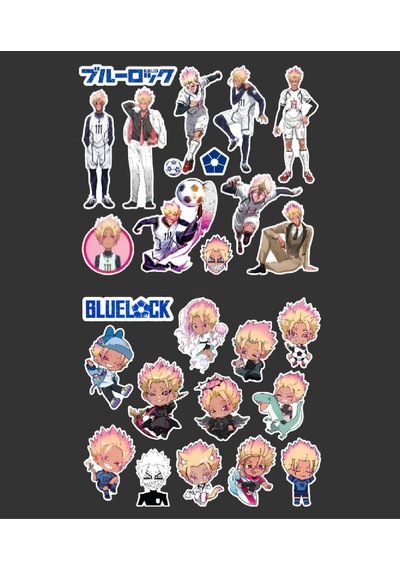 Ryusei Shidou-bluelock- Anime Futbol Telefon Sticker Seti Blue Lock Parlak Kağıt 2 Li Pembe