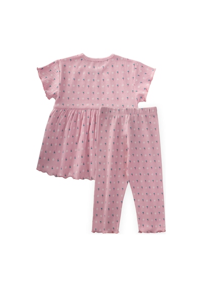 Cigit Desenli Fitilli Tunik Takım 1-8 Yaş Pembe Pembe