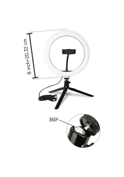 8inç 20cm Youtube Instagram Tiktok Selfie Stüdyo Video Fotoğraf Ring Light Tripod Led Halka Işık