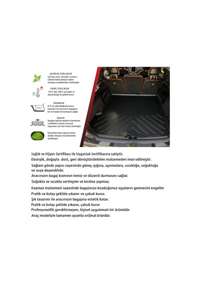 Peugeot Partner 2008-2018 İle Uyumlu 3d Bagaj Havuzu