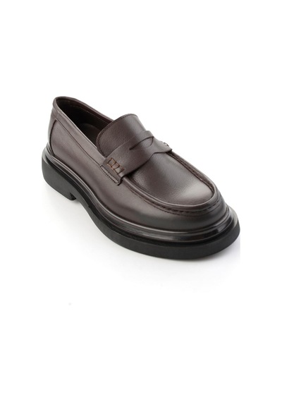 Bambi Kahve Antik Hakiki Deri Erkek Loafer Ayakkabı E01820604841