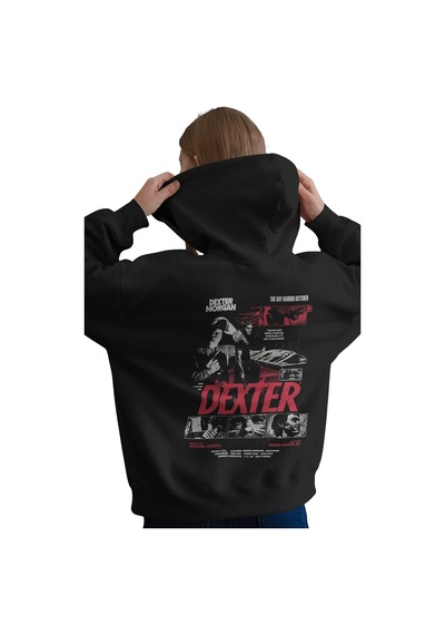 Sevbano Dexter Morgan Dizi Baskılı Unisex Oversize Premium Hoodie Sweatsh Siyah
