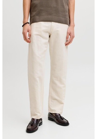 Jack & Jones Jpstchrıs Erkek Keten Karışımlı Pantolon Rahat Kesim Krem