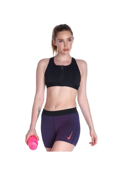 Swoosh Orta Destekli Dolgulu Önü Fermuarlı Kadın Spor Sütyeni Dd1205-010 Siyah