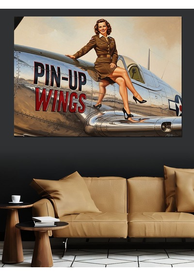 Retro Pin-up Kız Pozu Dekoratif Kanvas - Mdf Ahşap Tablo