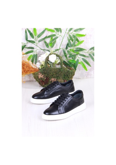 Mehmet Mete 46642 Rahat Hakiki Deri Sneaker Erkek Ayakkabı Siyah  -  Beyaz