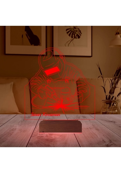 Luvivia Kaynakçı Tasarım Kişiye Özel 3d Lamba - Masa Gece Lambası Şeffaf