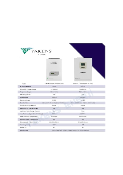 Lexron 3000W 3kW 24V 80A Mppt Şarjlı Tam Sinüs Akıllı İnverter