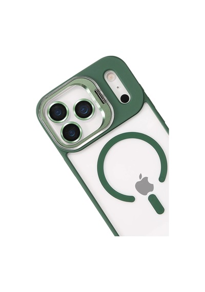 Joko - 956 - Apple Uyumlu iPhone 17 Pro Max Remim Lensli Magsafe Standlı Kapak - - Csmo-tex - Koyu Yeşil